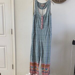 Anthropologie Cotton Printed Sleeveless Jumpsuit Small